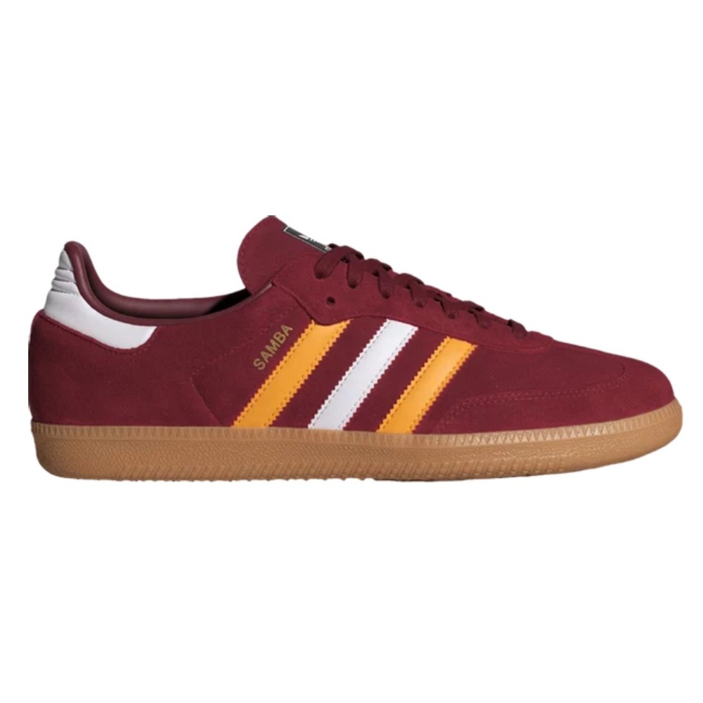 NWT Adidas Samba OG Sneakers Collegiate Burgundy Crew Yellow Men 9/Women 10 - Picture 1 of 14